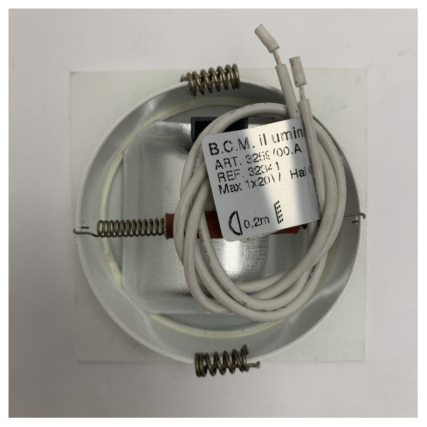 BCM 3259/00.A beyaz kare paslanmaz çelik downlight spot 12/24V