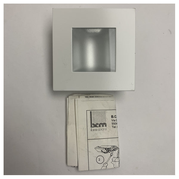 BCM 3259/00.A beyaz kare paslanmaz çelik downlight spot 12/24V