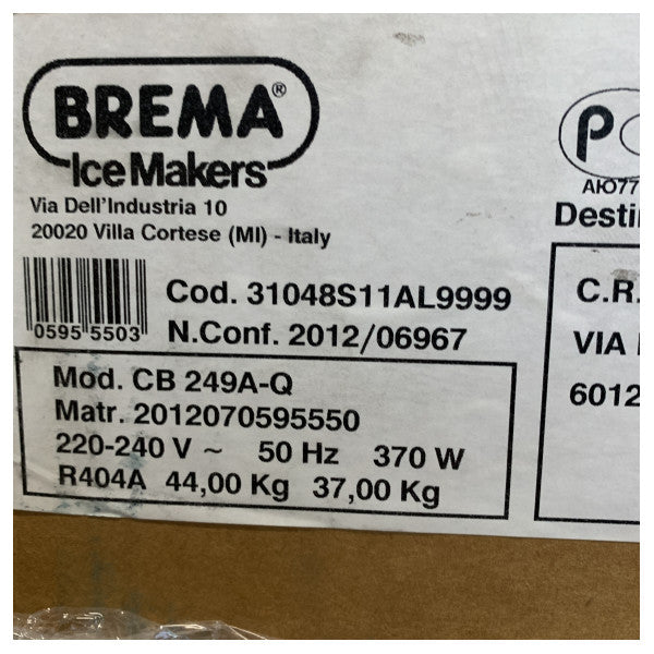 Brema CB-249 ismaskin i rostfritt stål 29KG/Dag - 230V