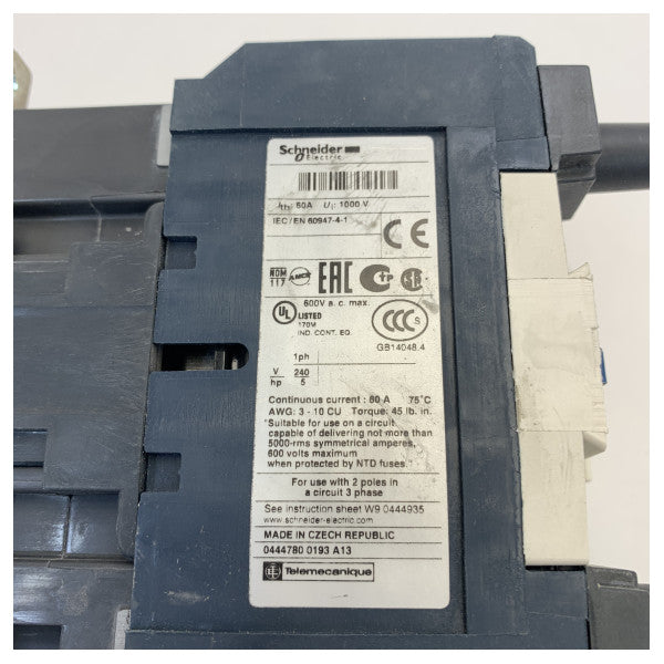 Schneider Electric TeSys D Contactor for Marine Applications - LC1D40008G6 - 4P(2 NO + 2 NC) - AC-1