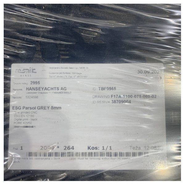 Fjord Trend Marine 52 barco a motor abierto soporte lateral vidrio para inserción de casco lado de estribor - TBF0565