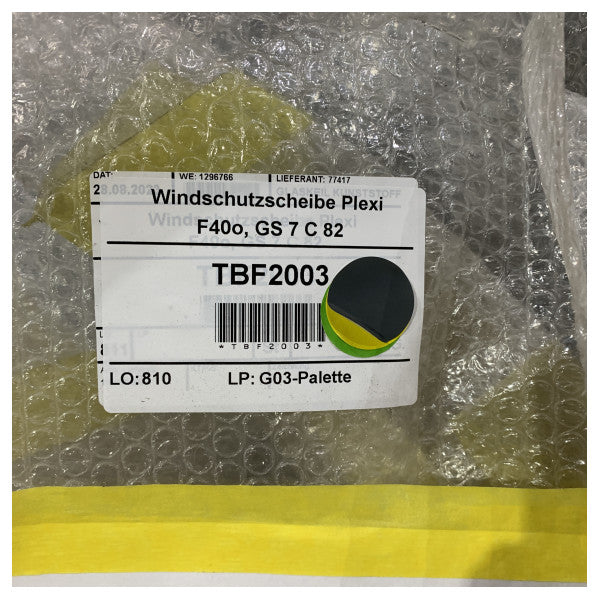 Fjord 40 Open Plexiglass Boat Windshield 2130 x 1280 x 10 mm - TBF2003