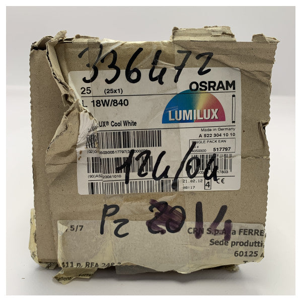 Високоефективна луминесцентна лампа OSRAM FLUO LUMILUX 18W Cool White 840 G13 - 18W/21-840 G13