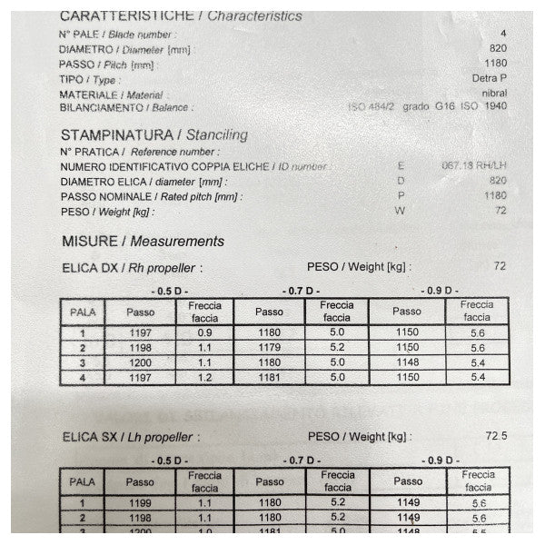 Υψηλής ποιότητας Nibral 4-Blade προπέλα σκάφους 820mm διάμετρος για θαλάσσιες μηχανές