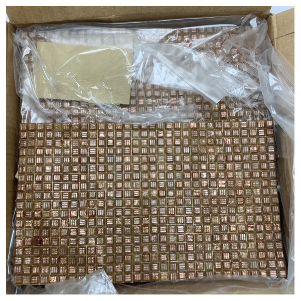 Premium Bisazza glasmosaikfliser GM 10x10mm - holdbar bronze-kobberfinish i marinekvalitet til våde områder og både