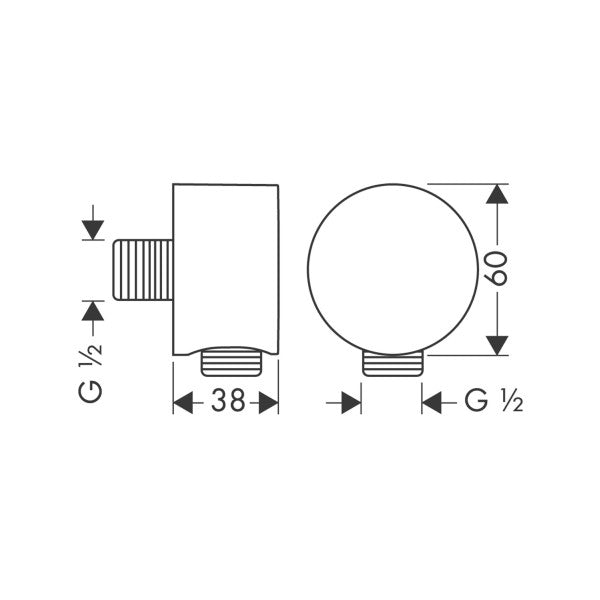 Hansgrohe Axor Starck Curved Shower Connector 27451000 - Langlebige verchromte Messing-Brausearmatur für Boote und Yachten