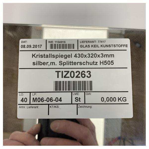 Висококачествено огледало от безопасно стъкло 430x320mm - Издръжливо огледало от кристал с морско качество