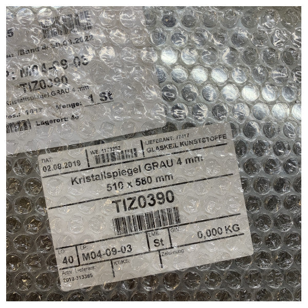 Hanse Grey Crystal Mirror 4mm - Издръжливо морско стъкло огледало 510x580mm за лодки и яхти