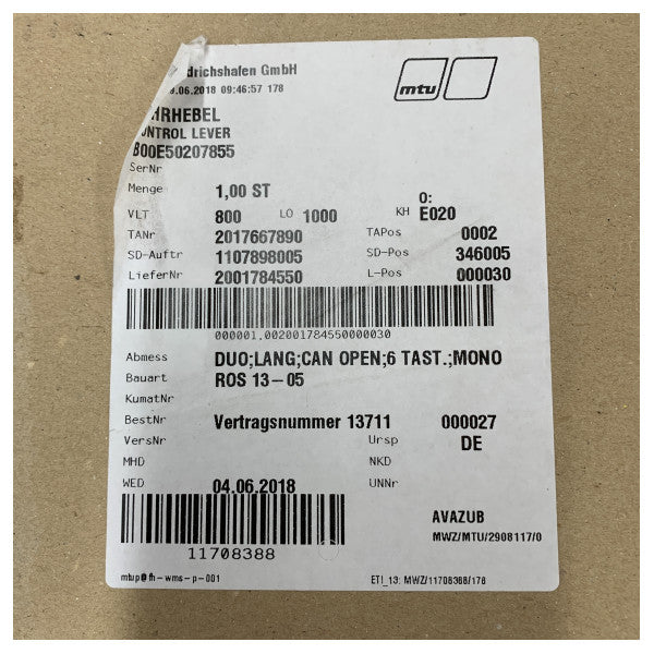 MTU Dual Marine Engine Control Lever med elektronisk panel - B00E50207855