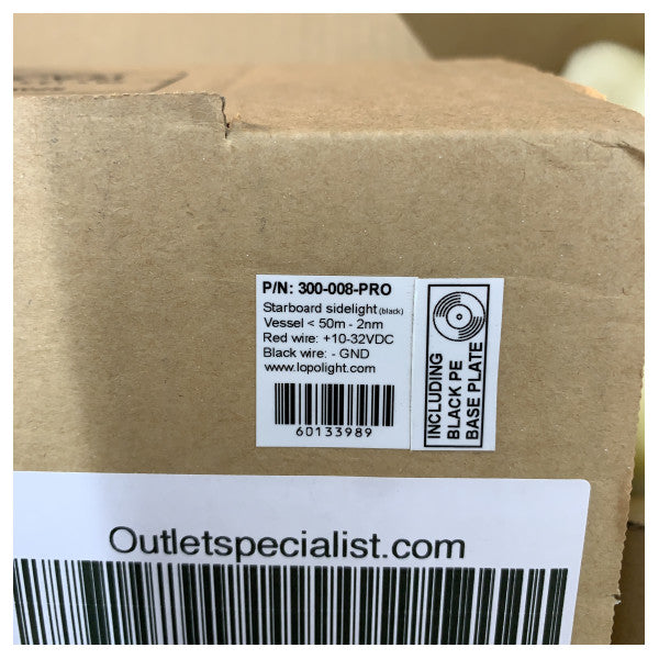 ロポライト 300-008-PRO 水平右舷側航行灯 ブラック 2nm 12/24V