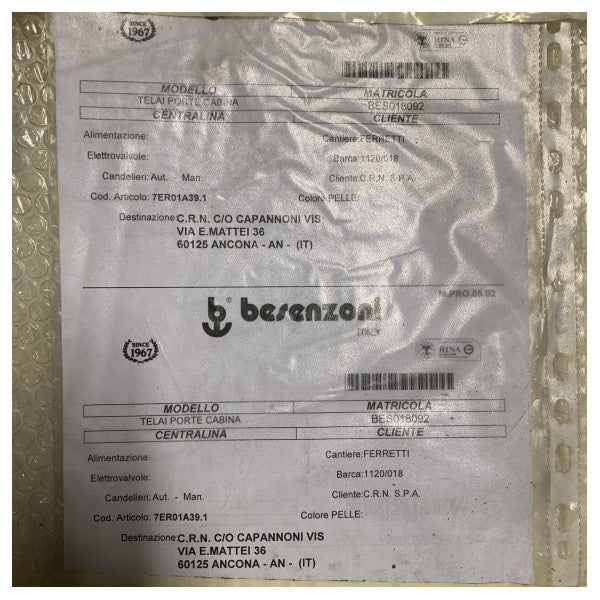 بيسينزوني 7ER01A39.1 باب أبيض يفتح يدويًا أبيض 1700 × 620 مم