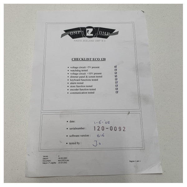 Radio Zeeland Eco 120 Display Control Unit