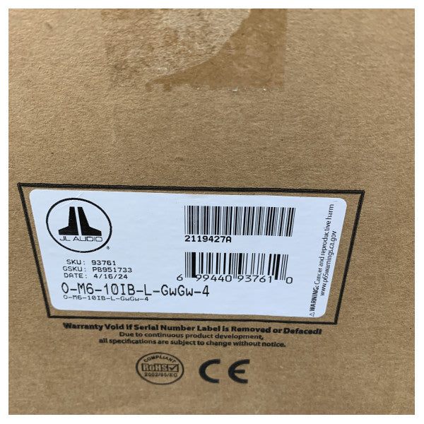 JL Audio M6-10IB-L-GWGW-4 مضخم صوت بحري مقاوم للماء 250 واط - 93761 1805543A