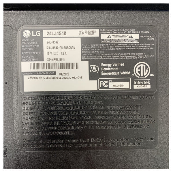 LG 24 inch HD LED TV 24LJ4540 - Compact Marine-Ready Television for Ships and Boating