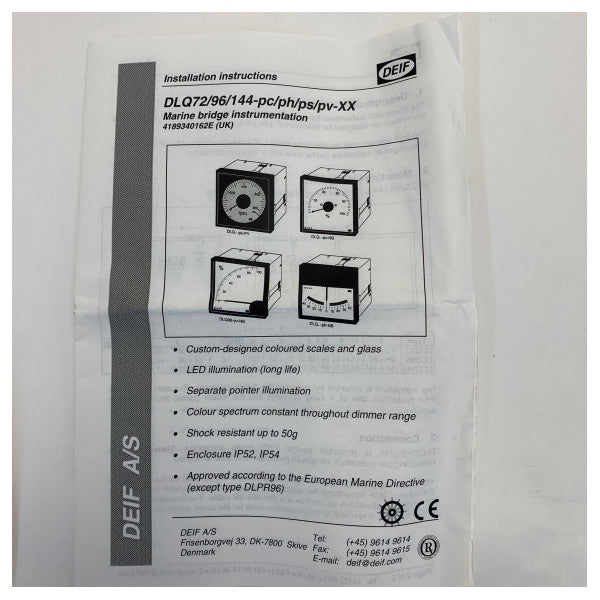 DEIF Denizcilik Pervane Açı Göstergesi - 45 derece - DLQ144