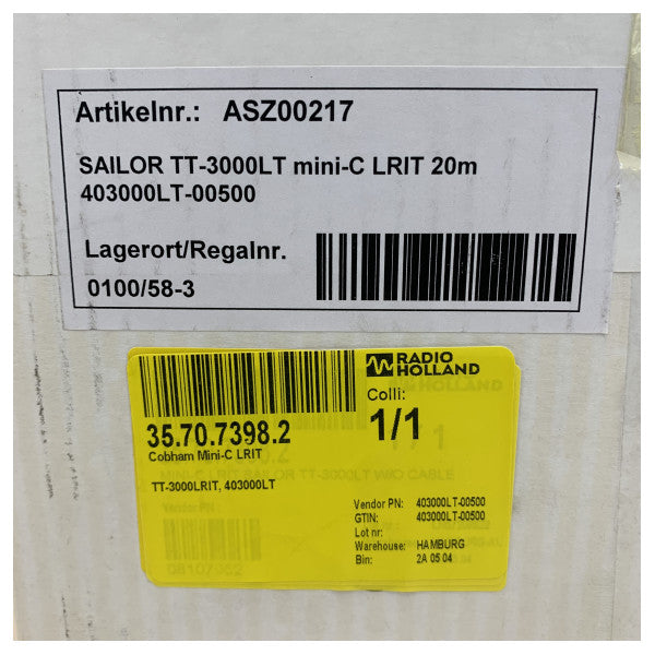 Cobham Sailor TT-3000LT Mini -C LRIT Antenna b'Kabel ta' 20M - TT-00-403000LT-00500