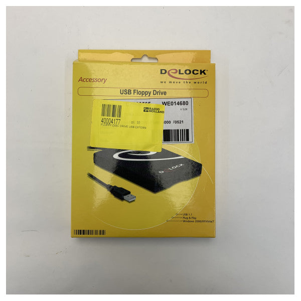 DeLOCK ekstern USB-diskettedrev 3,5 tommer 1,44 MB FDD-læser til Windows og Mac
