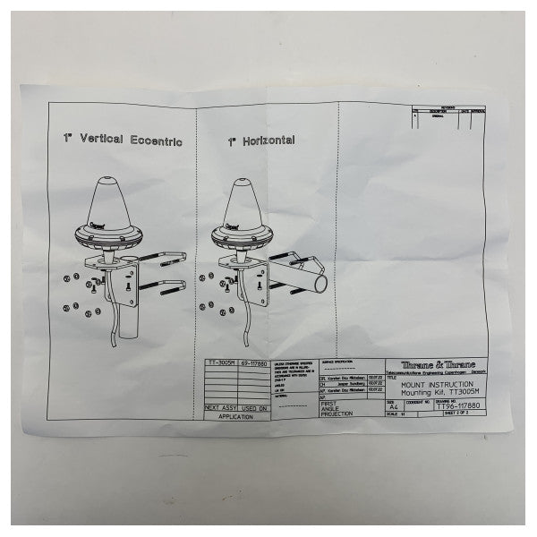 طقم تثبيت هوائي بحري Thrane & Thrane TT-3005H للأعمدة بقطر 1 بوصة-1.5 بوصة