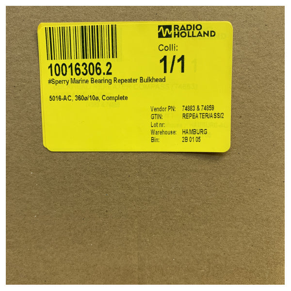 Sperry Marine Bulkhead Steering Repeater Compass 5016AC - 074883-0001-000