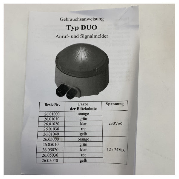 Vershoven Elektrotechnik نوع DUO Marine Signal Light 230V IP66 برتقالي مقاوم للماء