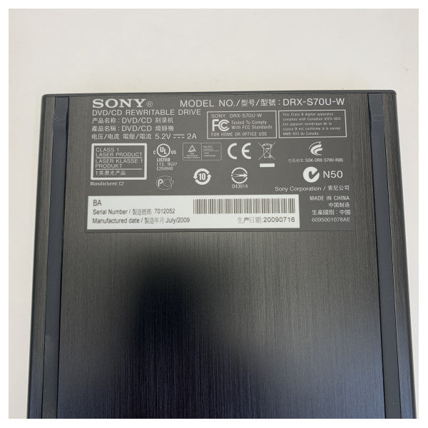 Sony DRX-S70U-W Slim Portable External DVD RW Drive USB Writer