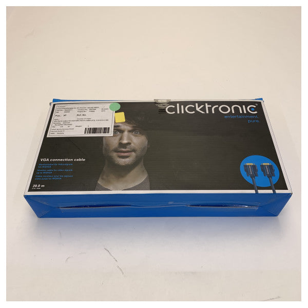 Clicktronic VGA-tilslutningskabel 20 m - Højkvalitets marinedisplaykabel - Ny