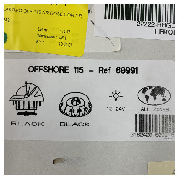 Plastimo Offshore 115 kompas med sort skive 12/24V - 60991