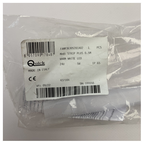 Світлодіодне освітлення Quick Strip Plus 0.5M теплого білого кольору 24V | 5W