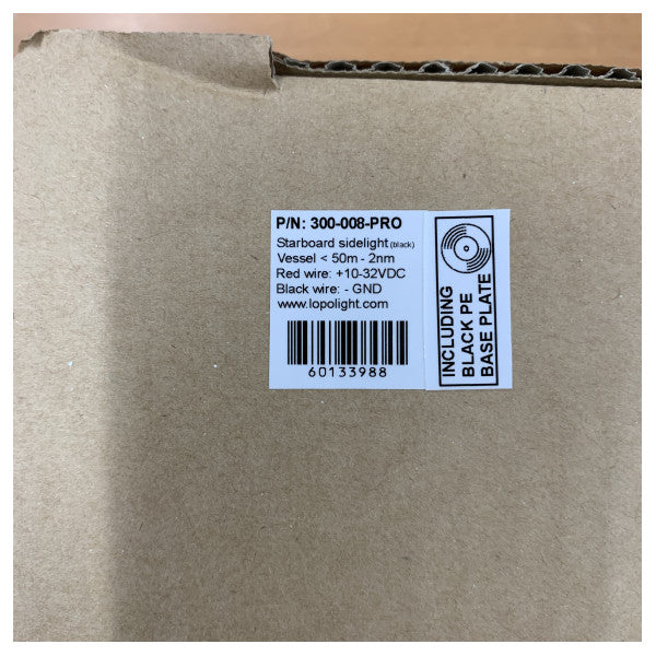 Навігаційне світло Lopolight правого борту чорне-зелене - 301-008-PRO