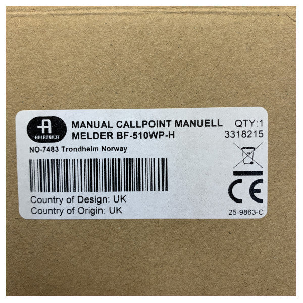 Autronica Manuel Çağrı Noktası IP52 5V 116-BF-510WP-H