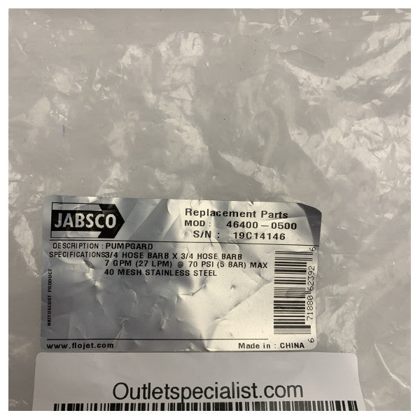 Jabsco 46400-0000 tatlı su filtresi ince döküntü 19 mm