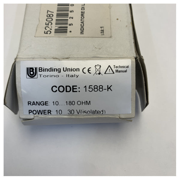 Binding 1588K 10-30V tank ħajja indikatur aħmar