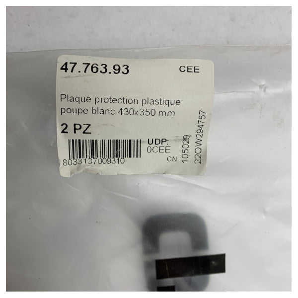 Osculati Placa traseira de proteção marítima durável para a popa - Proteção de plástico branco resistente às intempéries para barcos 430x350mm