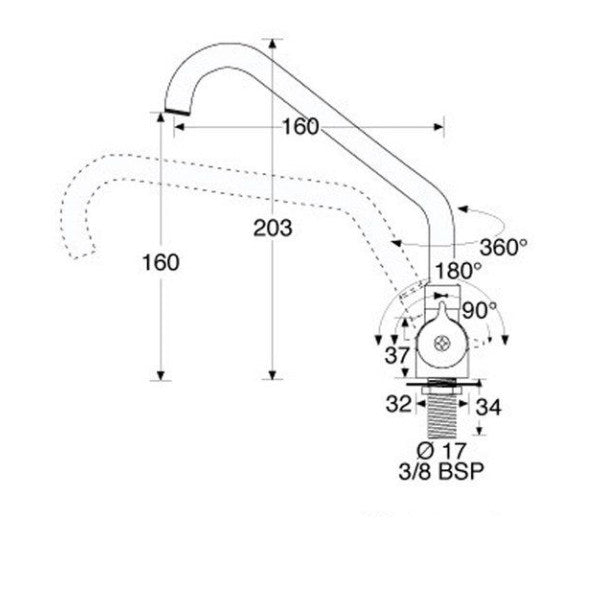 Barka RR4100 Chrome Tab pour Eau Froide