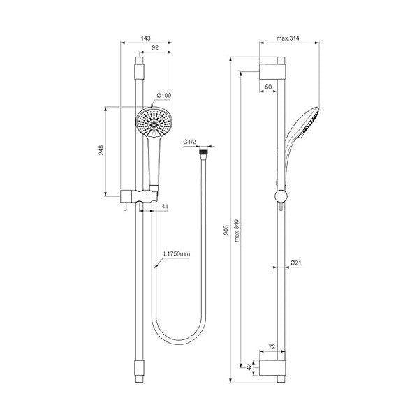 Идеал Стандарт B9836AA Душ комплект с ръчен душ Хром