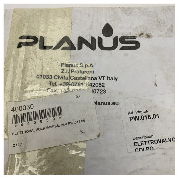 Βαλβίδα εισόδου φρέσκου νερού 24V Solenoid Planus PW.018.00 για ηλεκτρική τουαλέτα