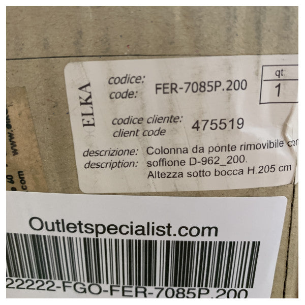 Elka 7085P.200 removable stainless steel deck shower