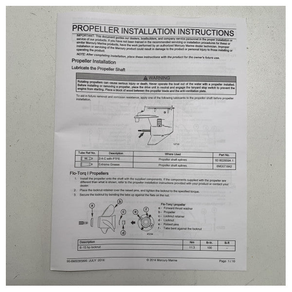 Mercury Black Max 3-blade aluminium propeller 10 x 8 inch - 48-896890A10