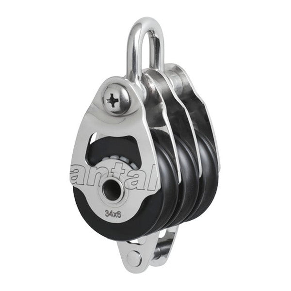 Antal Tripple 34 mm Sheave Block with Shackle and Becket - 00306