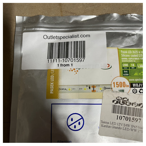 Striscia LED 12V 1500lm - 18W - bianco caldo 5m