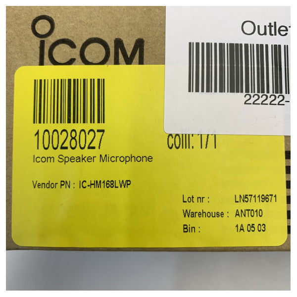 Icom HM-168LWP Microfono a mani libere impermeabile IP67