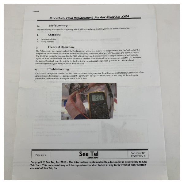 Sea Tel Replacement Kit Polang Relay XX04 S-135339