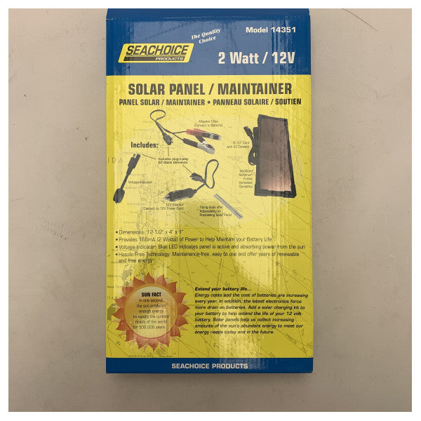 Аморфна сонячна панель Seachoice 9 Вт чорна 15В - 14351