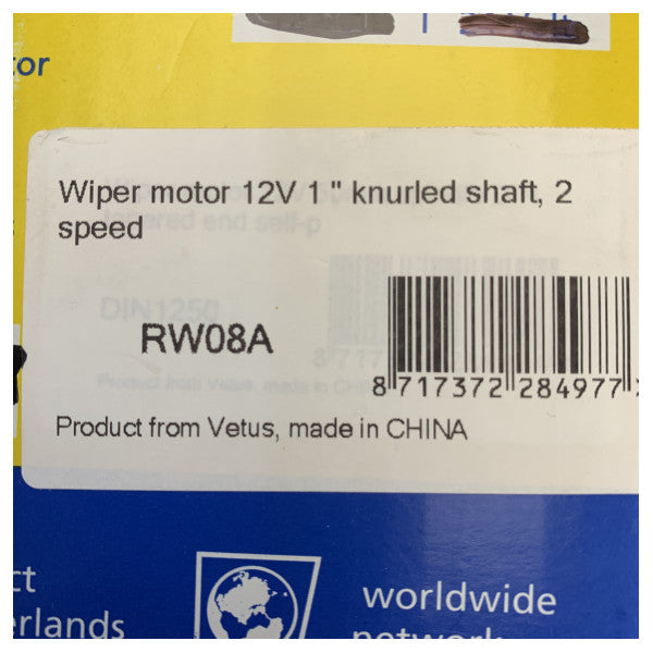 Motor de limpiaparabrisas Vetus RW08A 12V 1 pulgada Eje 2 Velocidades