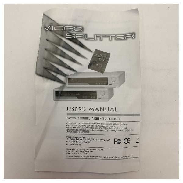 Aten VS-132 Videojakaja - 2-porttinen VGA-jakaja virtalähteellä