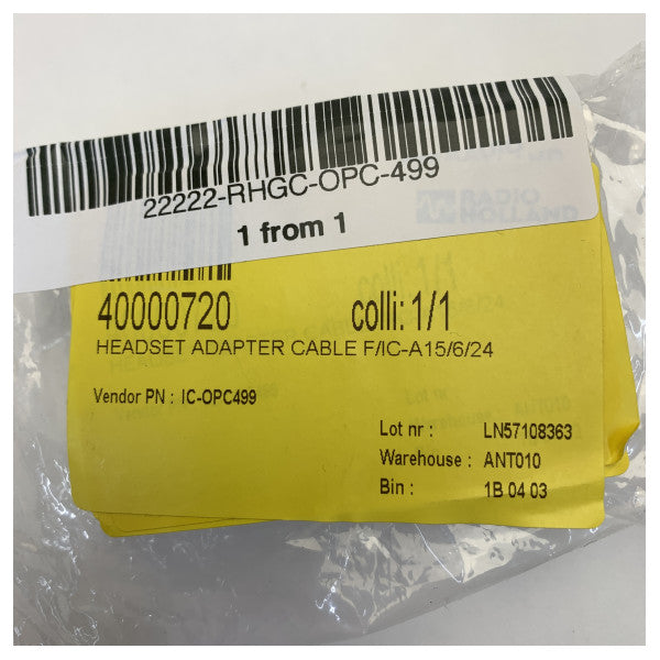 Icom OPC-499 hodetelefonadapterkabel for VHF | UHF | Porto