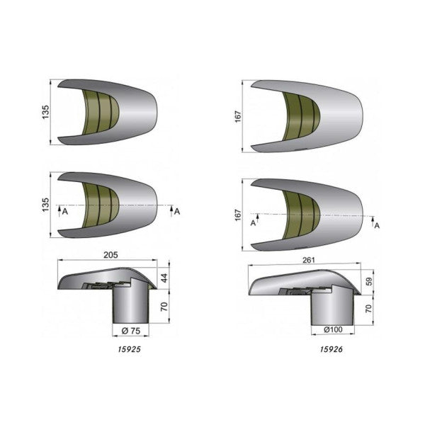 Vetus Shell Ventilator Typhoon TYP100 Stainless Steel