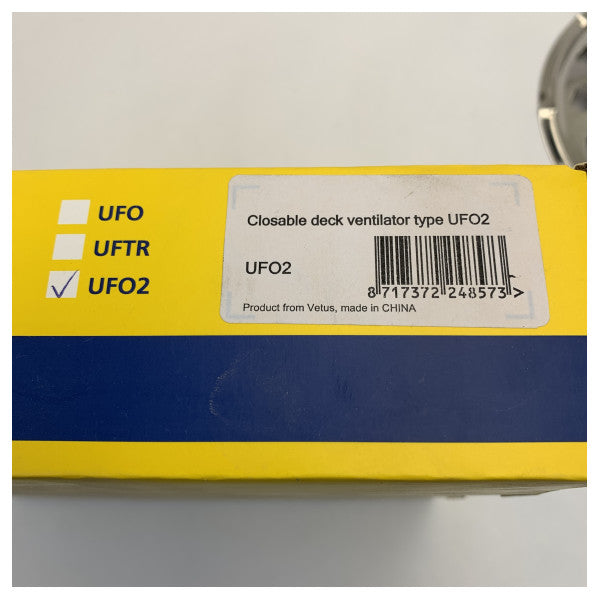 Vetus UFO2 suljettava kansiventtiili ruostumatonta terästä pyöreä D200 mm