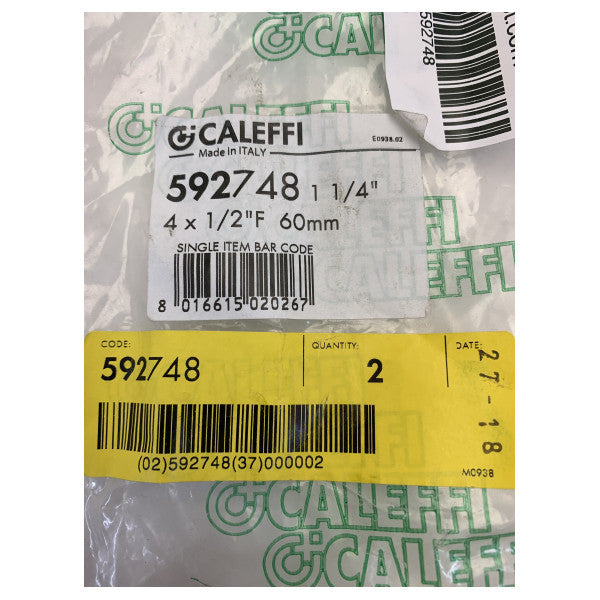 Collecteur 4 voies en laiton Caleffi 592748 1 1/4 pouce x 1/2 pouce - 60 mm