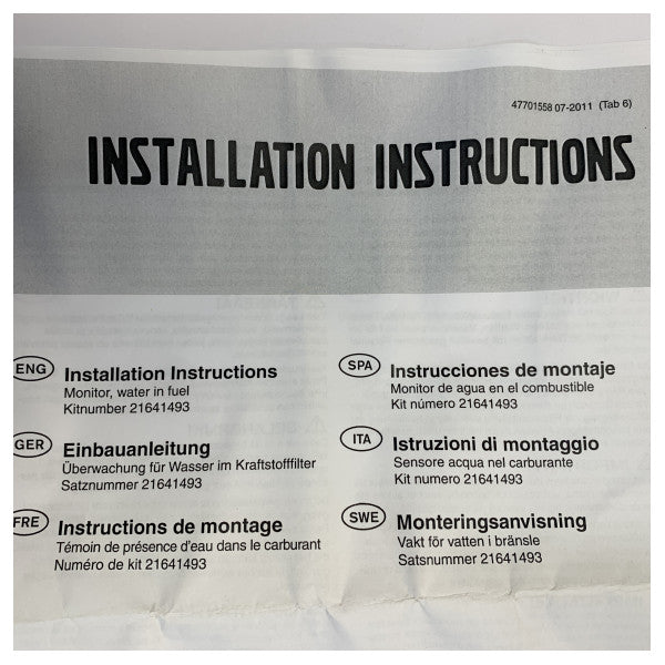 Volvo Penta Sensor Kit tal-Liwi f'Fluwidu 21641493